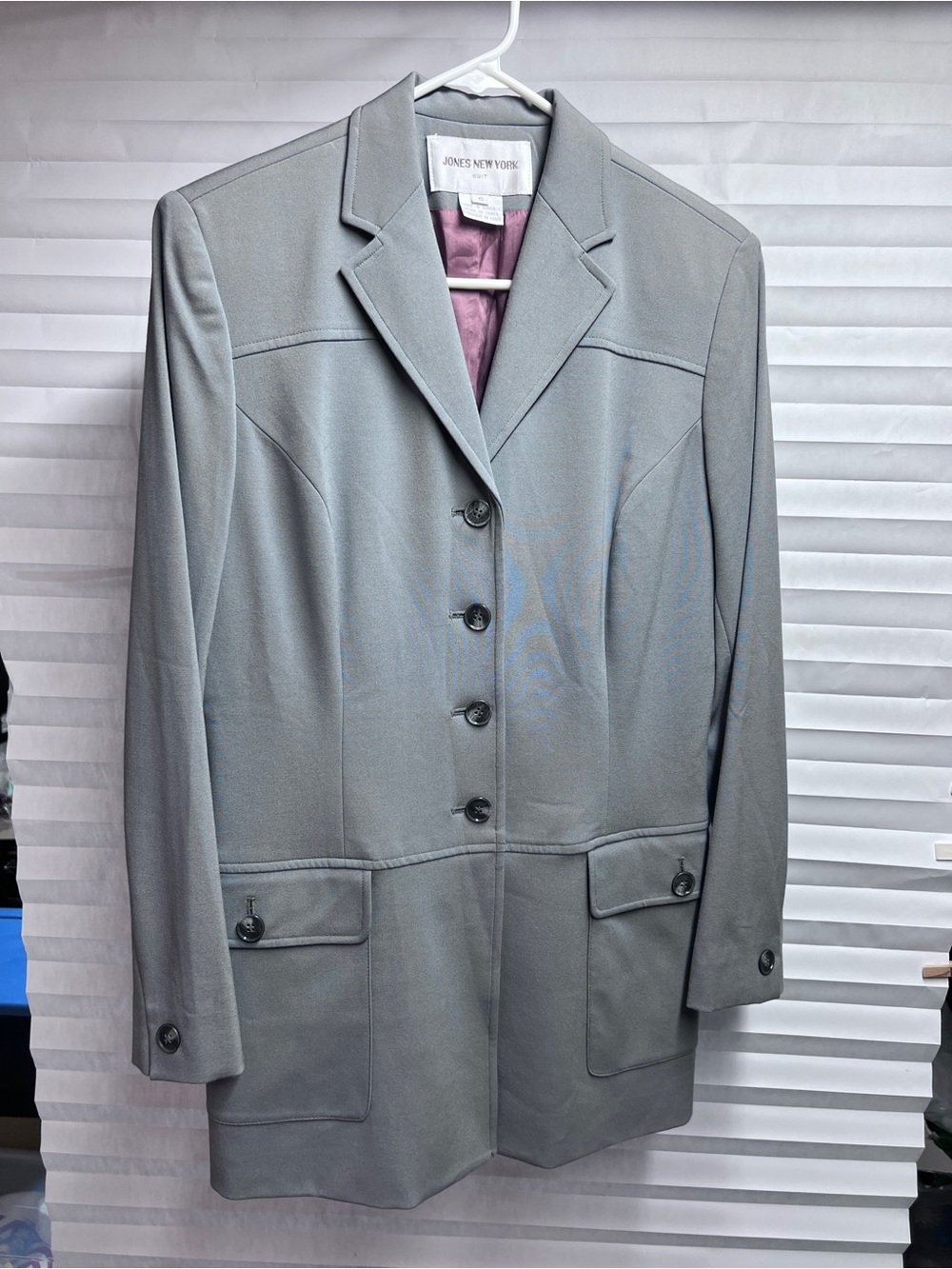 Jones New York Light Gray Classic Single-Breasted Blazer